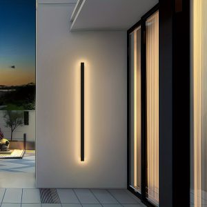 1pc 15.75/23.62/39.37 Inch Warm Long Wall Light, Modern Indoor Black LED Wall Lamp, Outdoor Strip Sconces Wall Lighting, 8/12/20/W Morden Exterior Wall Mount Light Fixture For Living Room Porch Garage Door Yard